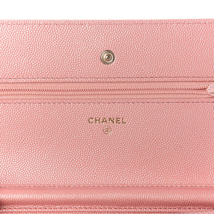 Chanel Iridescent Caviar Quilted Wallet on Chain WOC Rose Pink 8 of 10