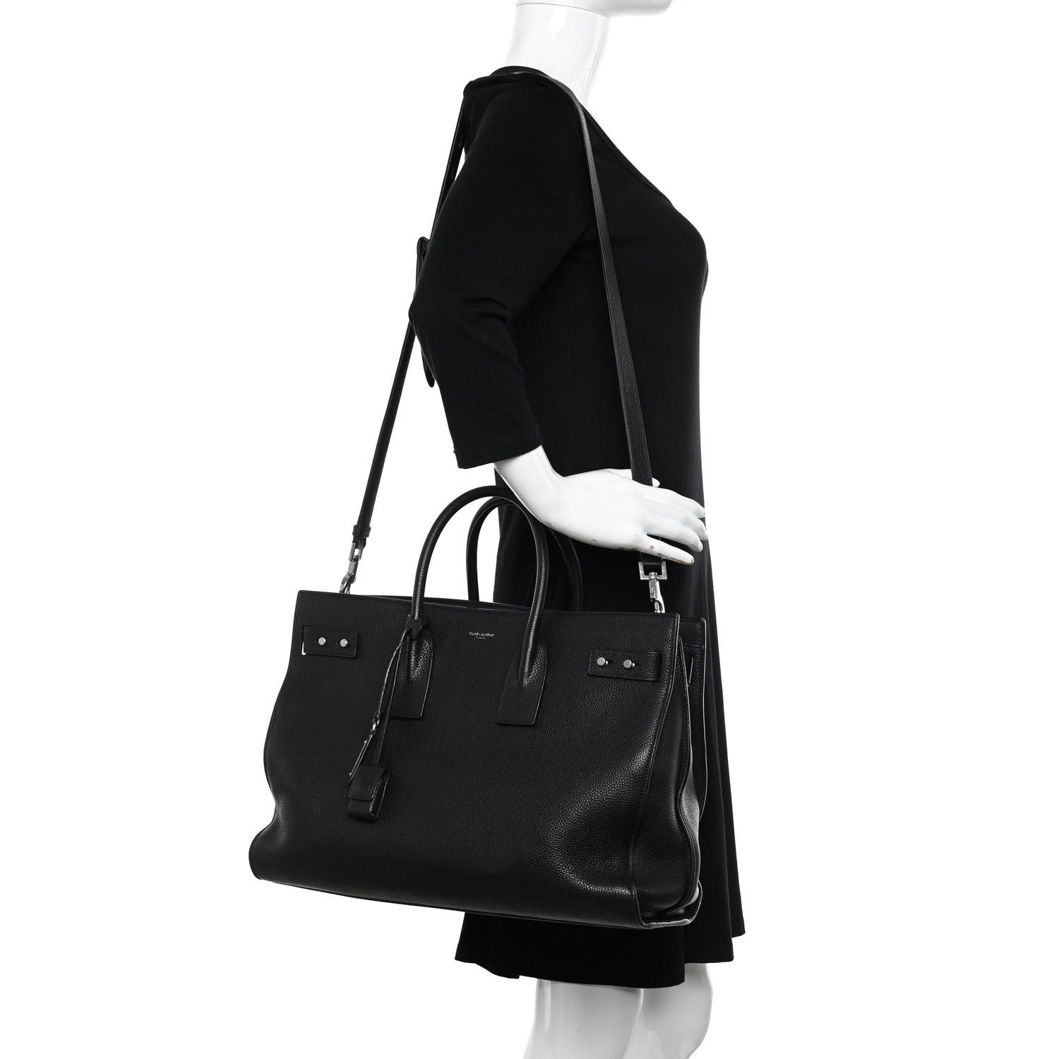 Saint Laurent Grained Calfskin Large Thin Sac De Jour Black 2 of 18