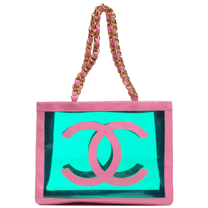 Chanel Vinyl CC Logo Tote Pink 1 of 8