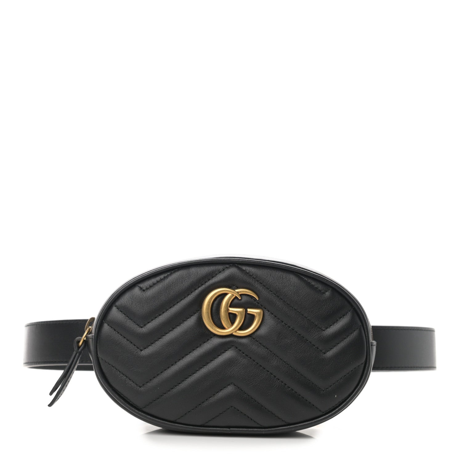 Gucci Calfskin Matelasse GG Marmont Belt Bag 85 34 Black 1 of 13