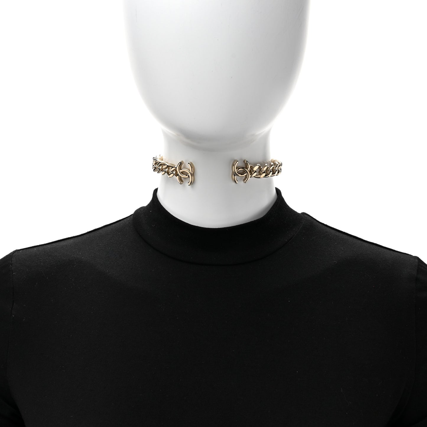 Metal CC Chain Link Choker Necklace S Gold