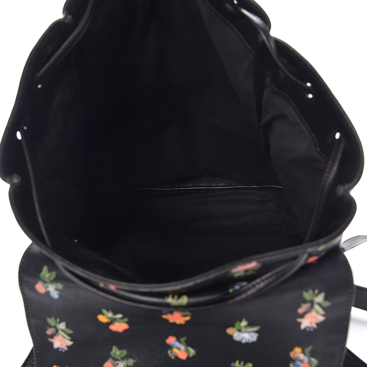 Calfskin Prairie Flower Printed Festival Backpack Black Multicolor