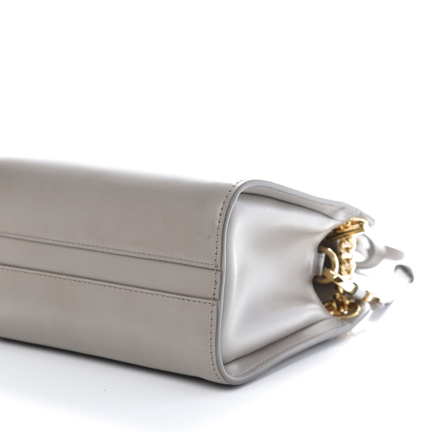 Shiny Calfskin Mini Annie Shoulder Bag Motty Grey