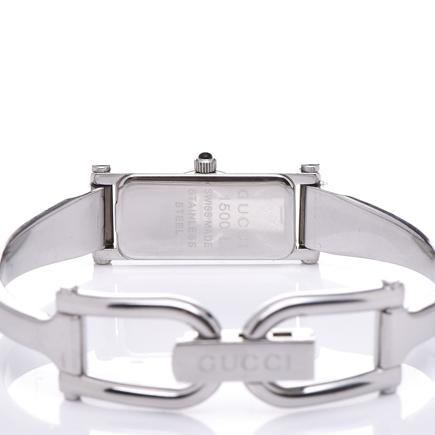 Gucci Stainless Steel Pink Mother of Pearl 12mm 1500L Horsebit Quartz Watch 5 of 6