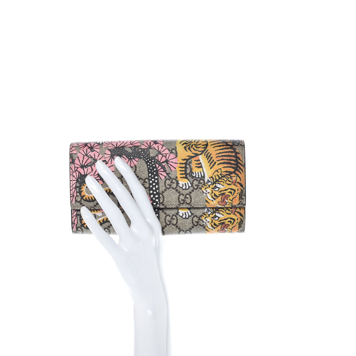 GG Supreme Monogram Bengal Continental Wallet Beige Pink