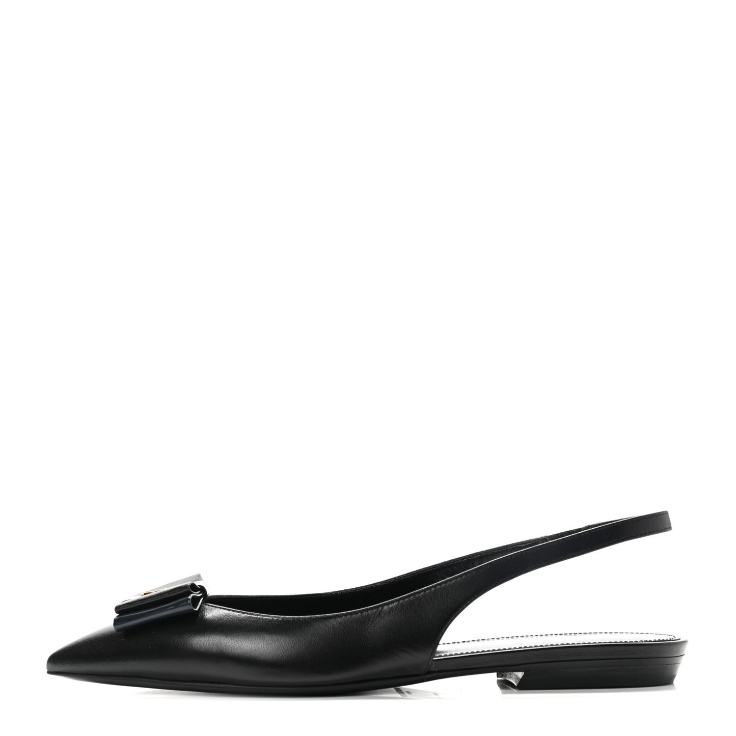 Patent Smooth Lambskin Anais Slingback Flats 35.5 Black
