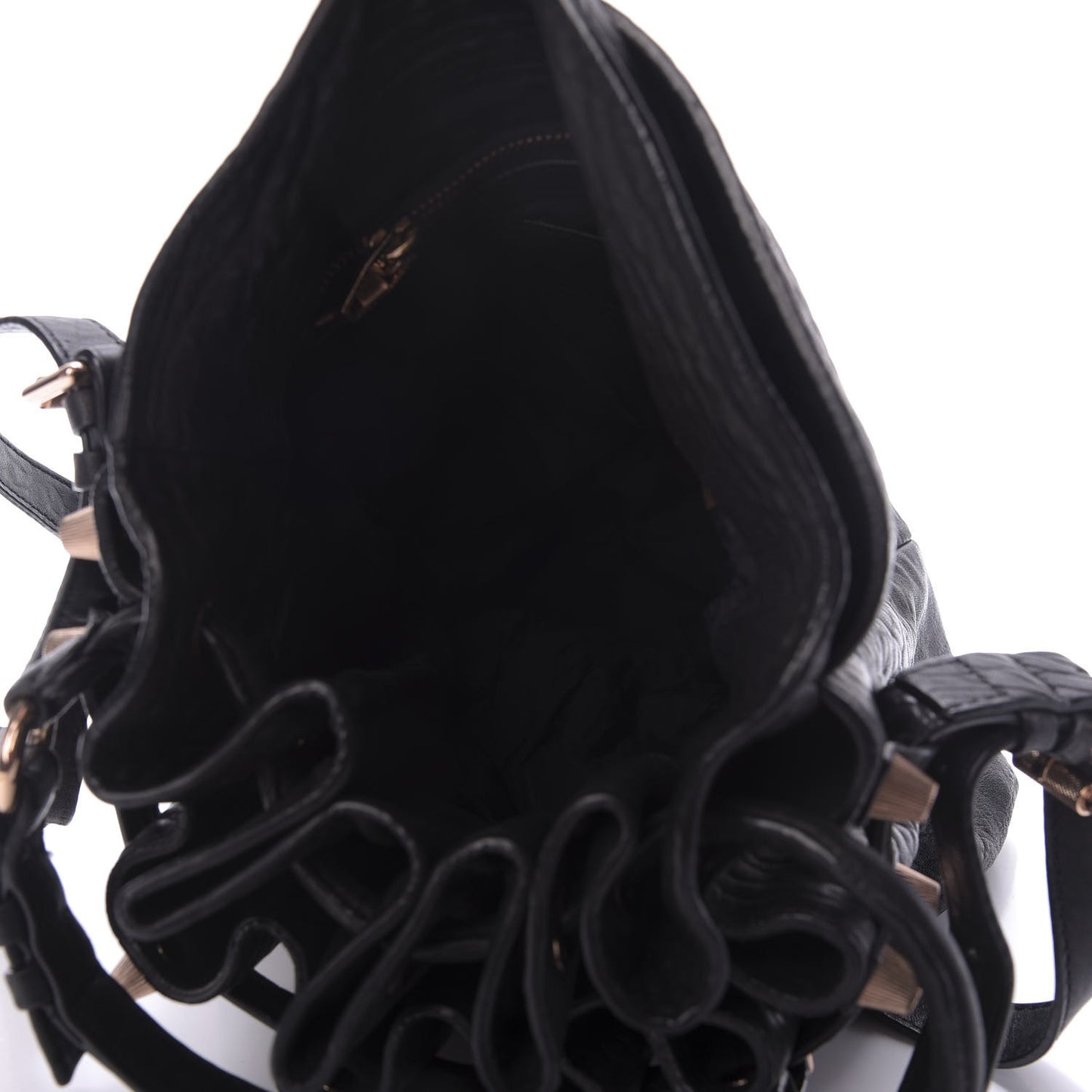 Pebbled Lambskin Diego Bucket Black Rose Gold Hardware