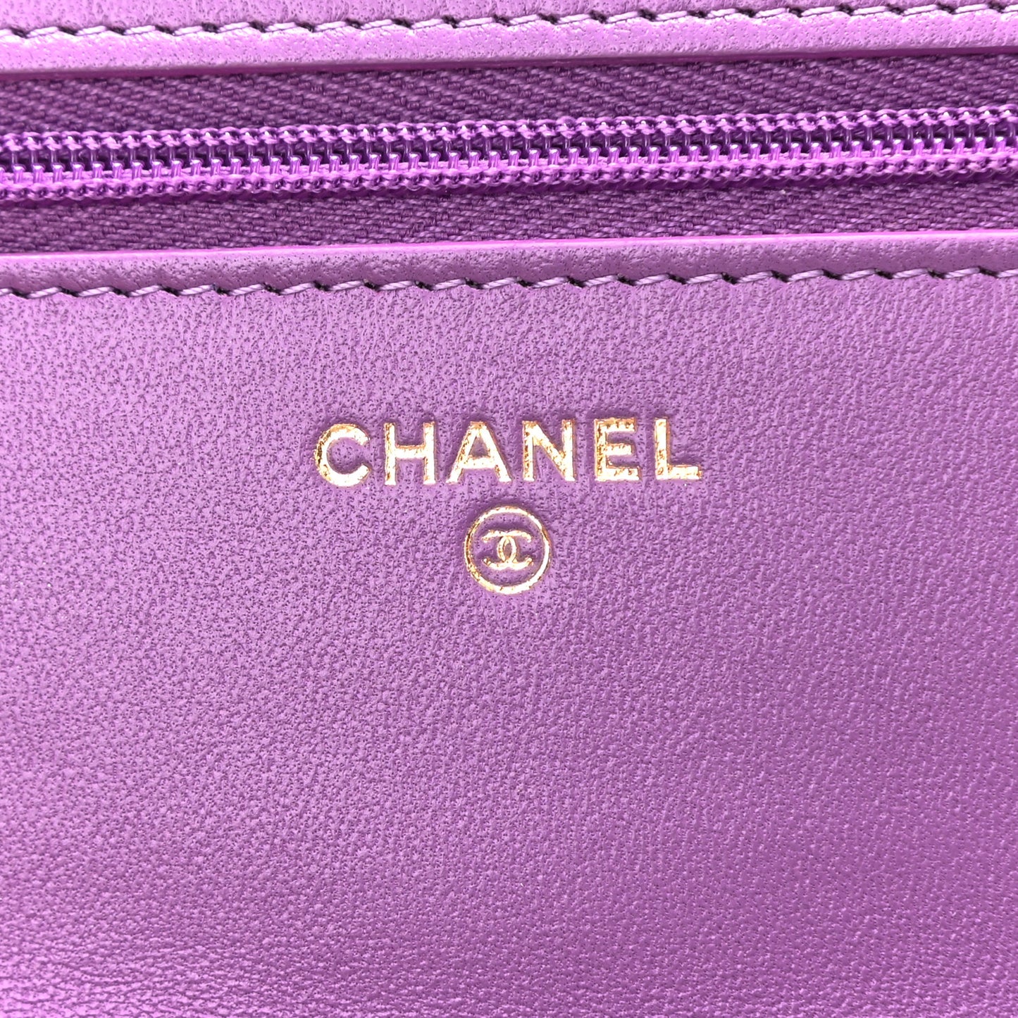 Lambskin Quilted Wallet On Chain WOC Purple