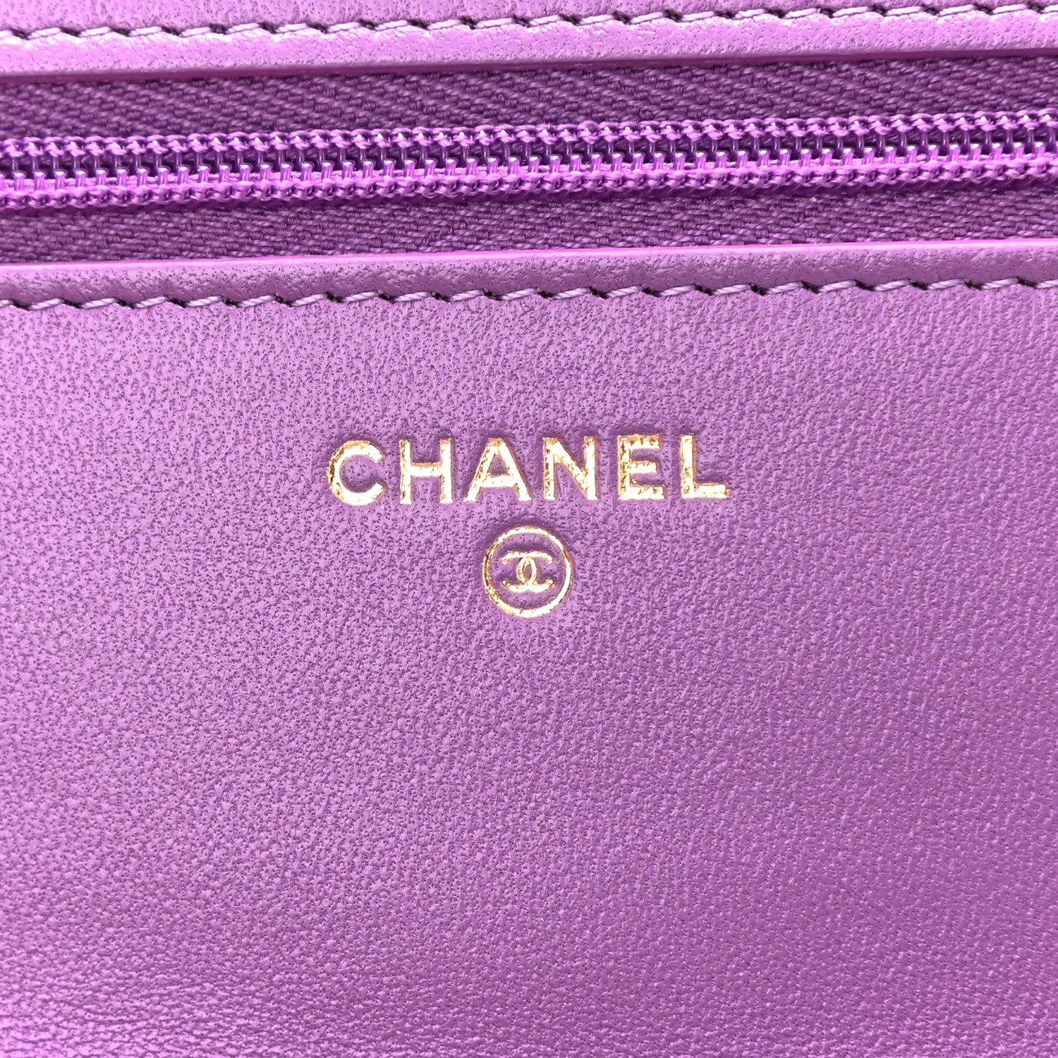 Chanel Lambskin Quilted Wallet On Chain WOC Purple 5 of 11