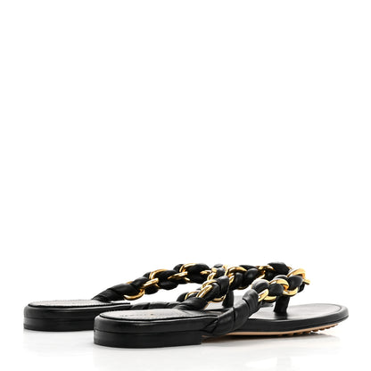 Bottega Veneta Nappa Chain Dot Flat Sandals 37 Black 5 of 10