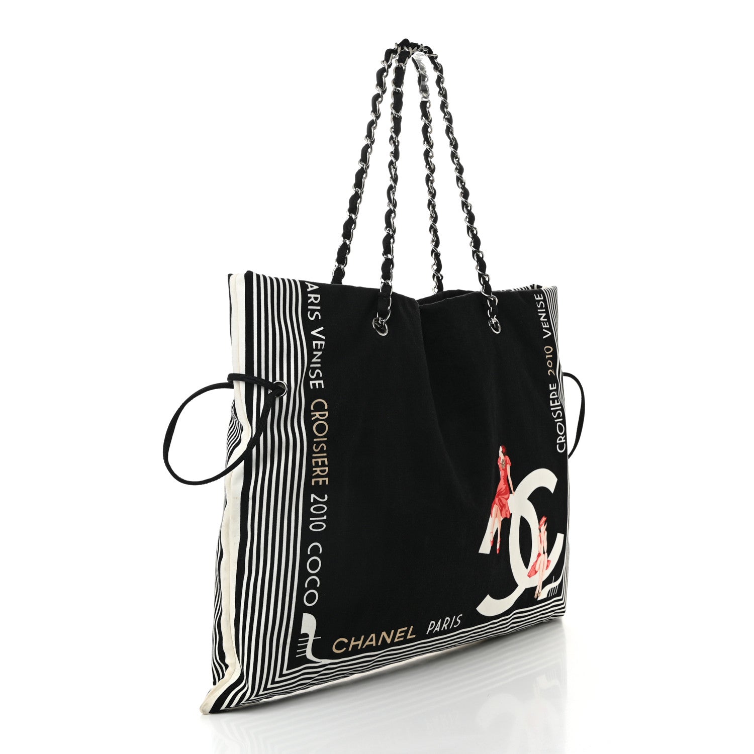 Chanel Canvas CC Paris Venice Bon Bon Tote Black White 3 of 11