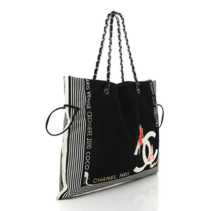 Chanel Canvas CC Paris Venice Bon Bon Tote Black White 3 of 11