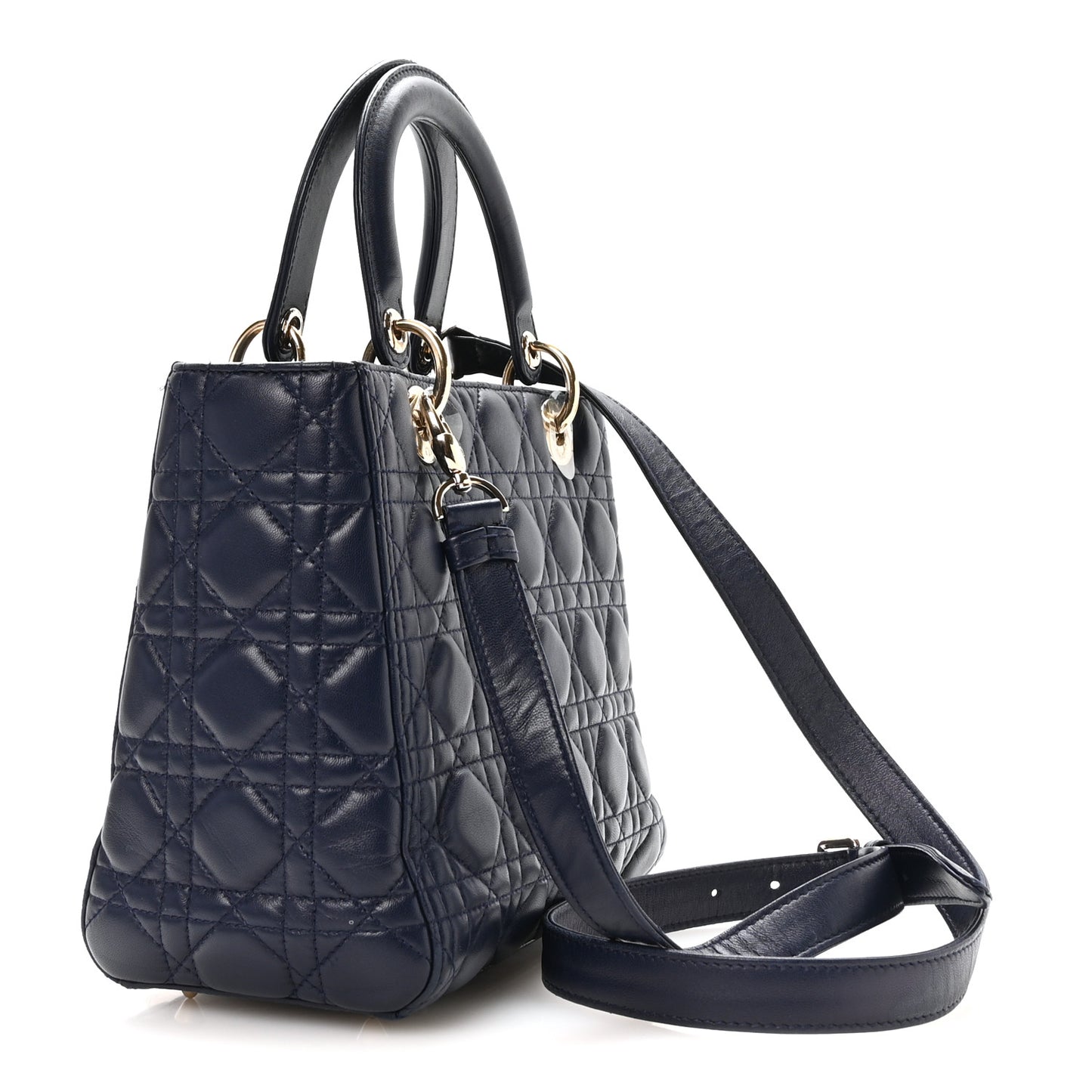 Lambskin Cannage Medium Lady Dior Navy Blue