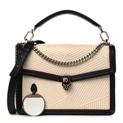 Bulgari Quilted Nappa Smooth Calfskin Serpenti Forever Diamond Blast Ivory 1 of 10