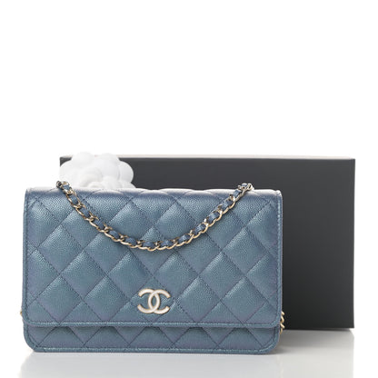 Chanel Iridescent Caviar Quilted Wallet On Chain WOC Dark Blue 12 of 12