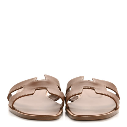 Hermes Box Calfskin Oran Sandals 38 Gold 3 of 9