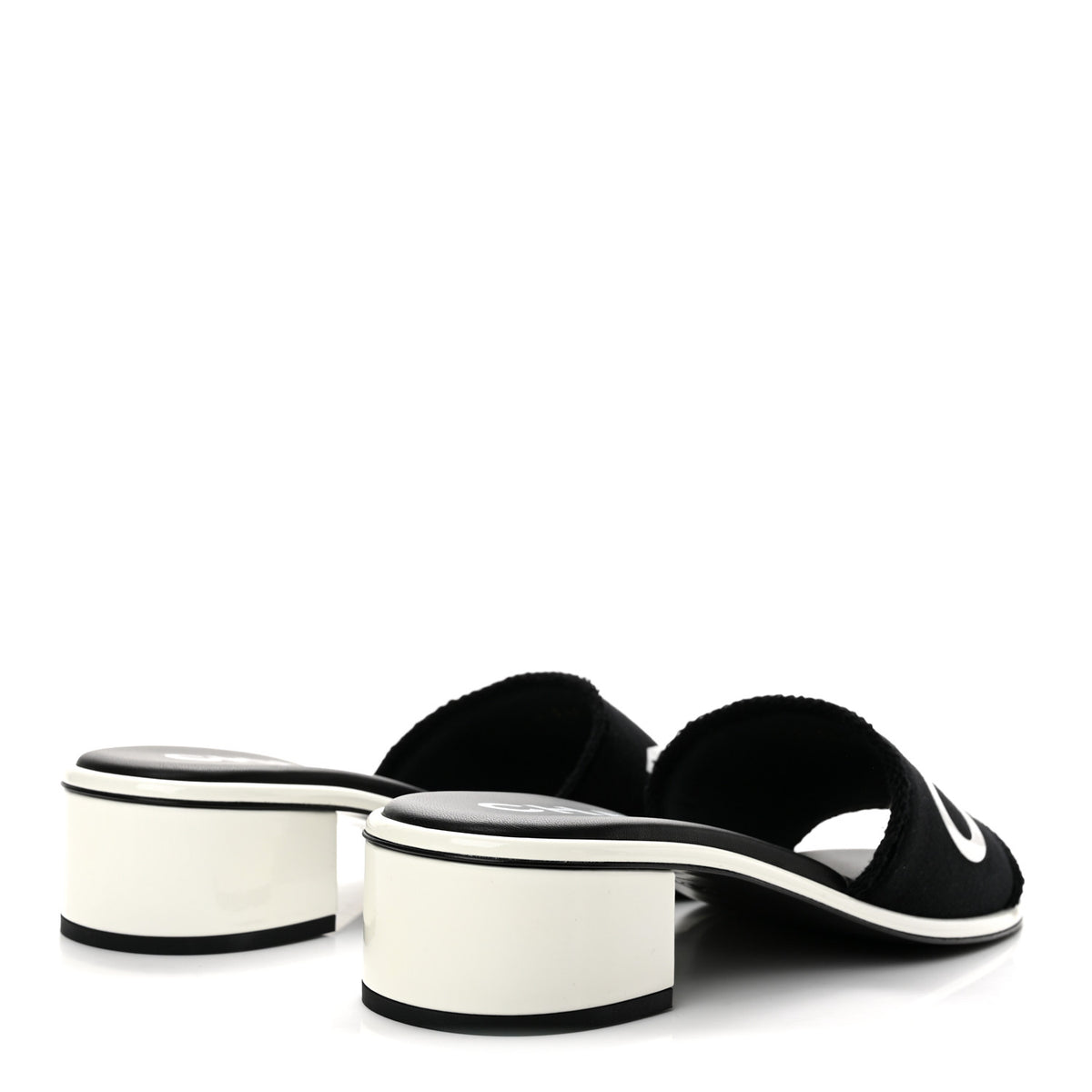 Cotton Logo Mule Sandals 40 Black White