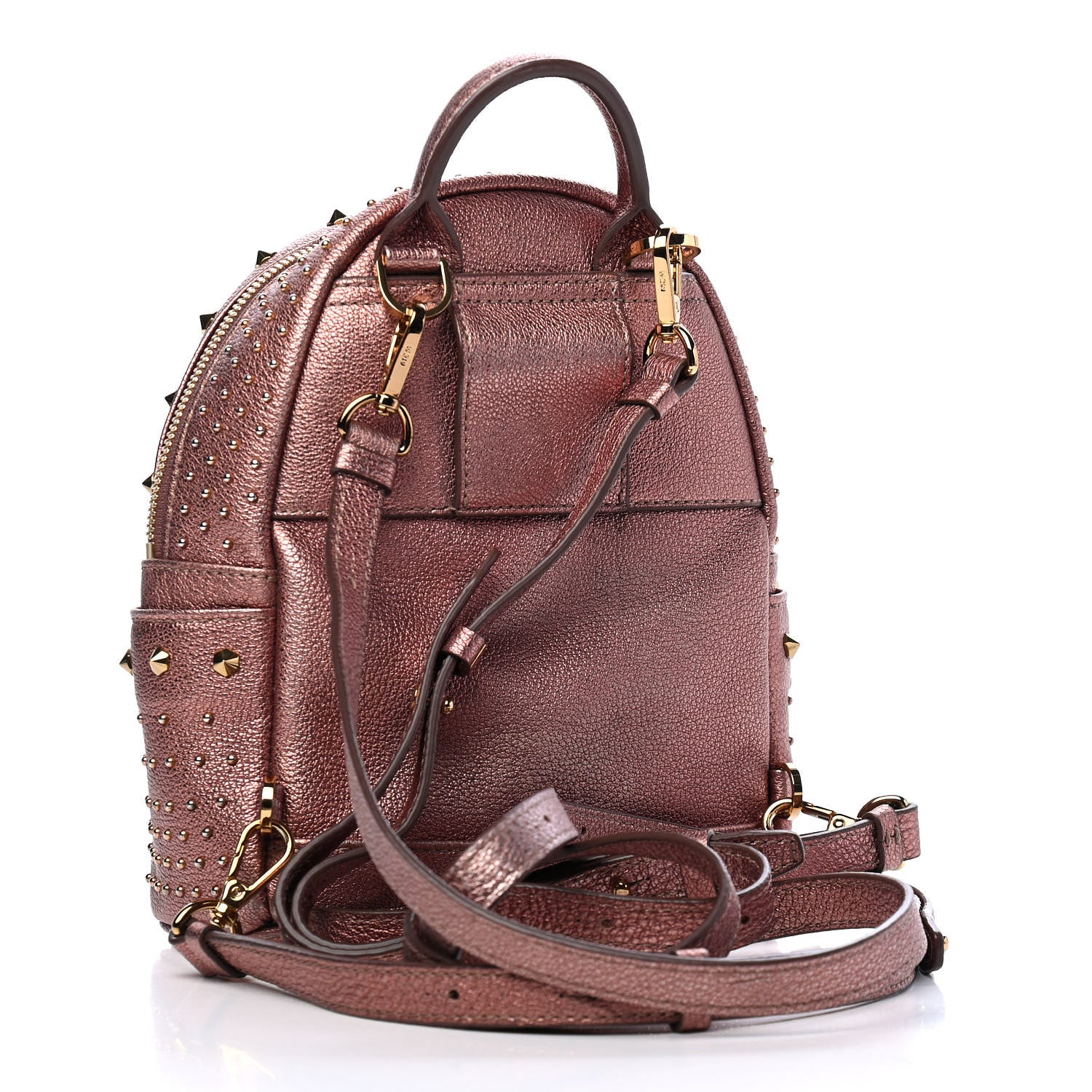 MCM Metallic Calfskin Stud X-Mini Stark Bebe Boo Backpack Pink 2 of 8