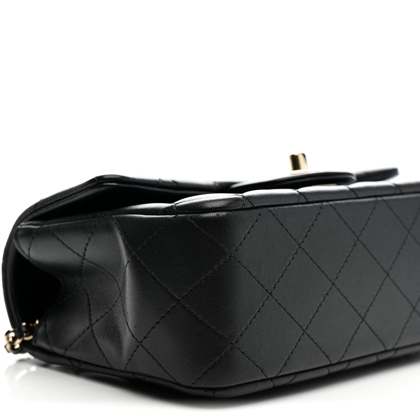 Lambskin Quilted Mini Top Handle Rectangular Flap Black