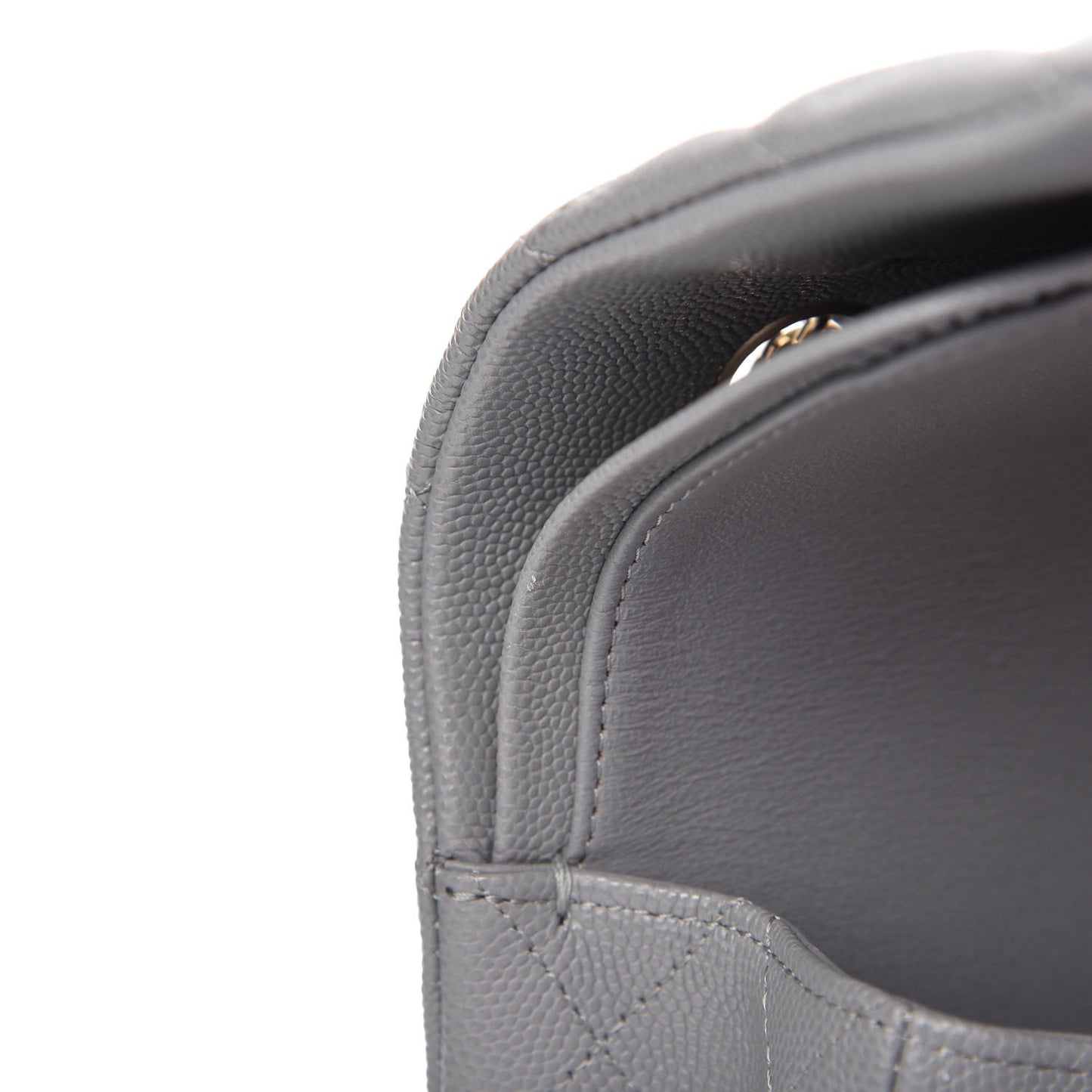Caviar Quilted Medium Double Flap Grey