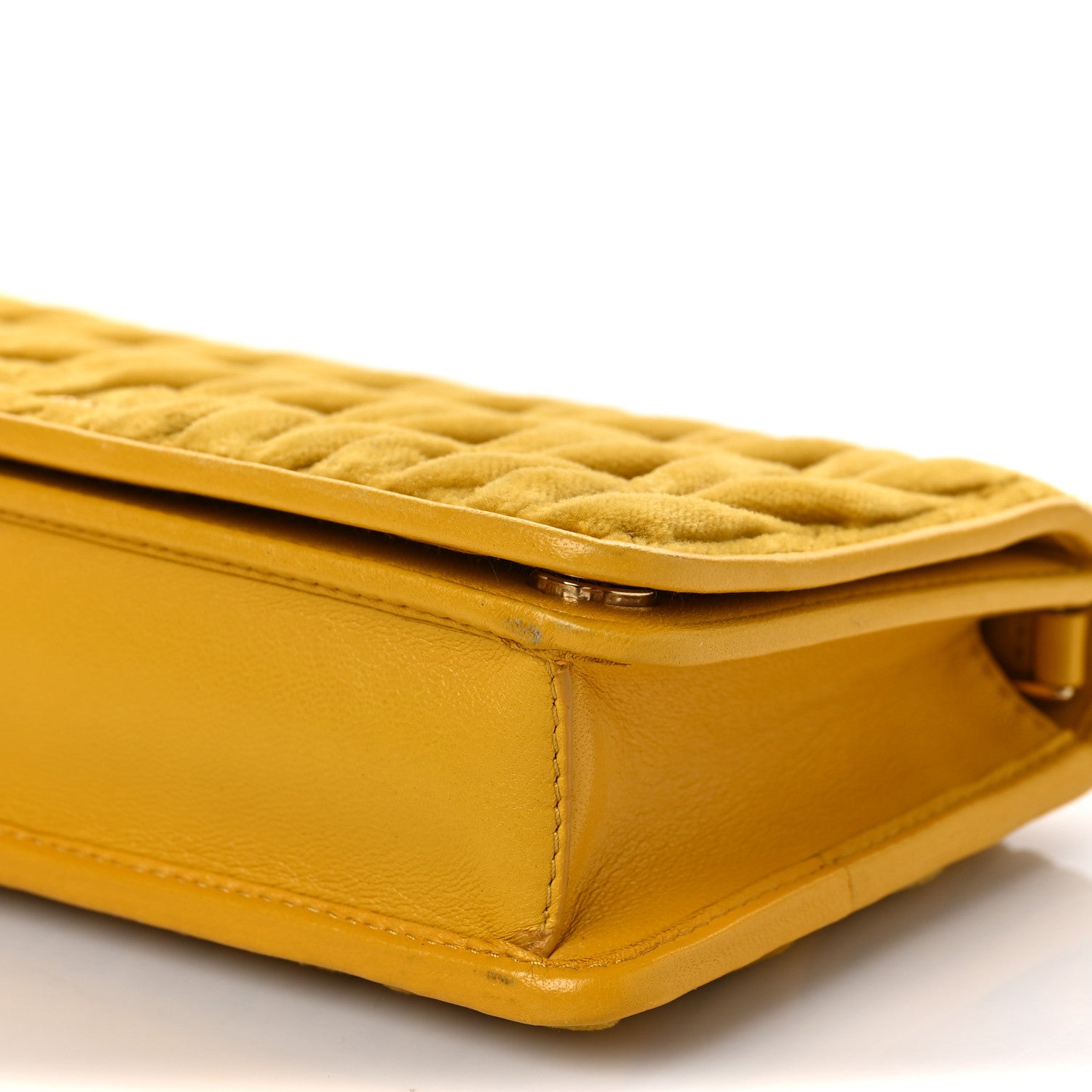Miu Miu Nappa Velvet Matelasse Wallet On Chain Yellow 7 of 7