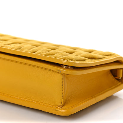 Miu Miu Nappa Velvet Matelasse Wallet On Chain Yellow 7 of 7