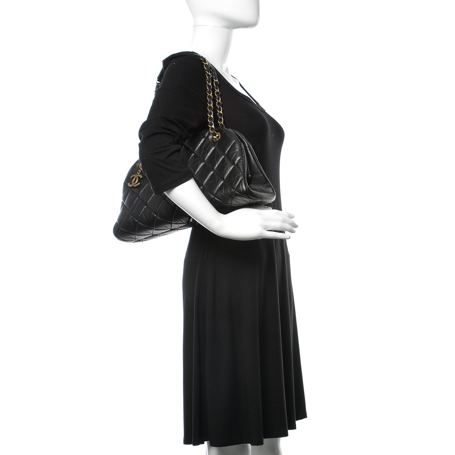 Chanel Aged Calfskin Medium Just Mademoiselle Bowling Bag Black 2 of 10