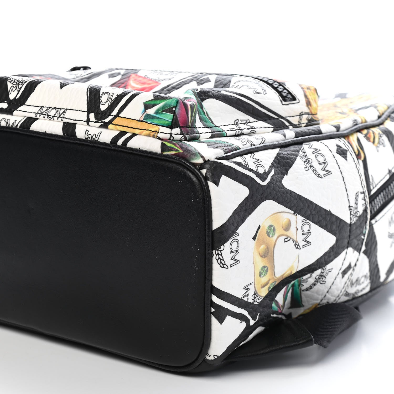 MCM Visetos Calfskin Motif Rombi Lion Printed Small Backpack White 7 of 7