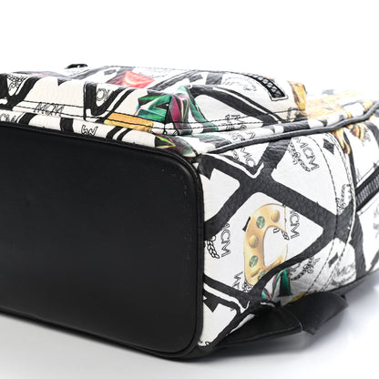 MCM Visetos Calfskin Motif Rombi Lion Printed Small Backpack White 7 of 7
