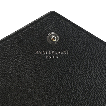 Saint Laurent Grain De Poudre Matelasse Chevron Monogram Monochrome Chain Wallet Black 7 of 13
