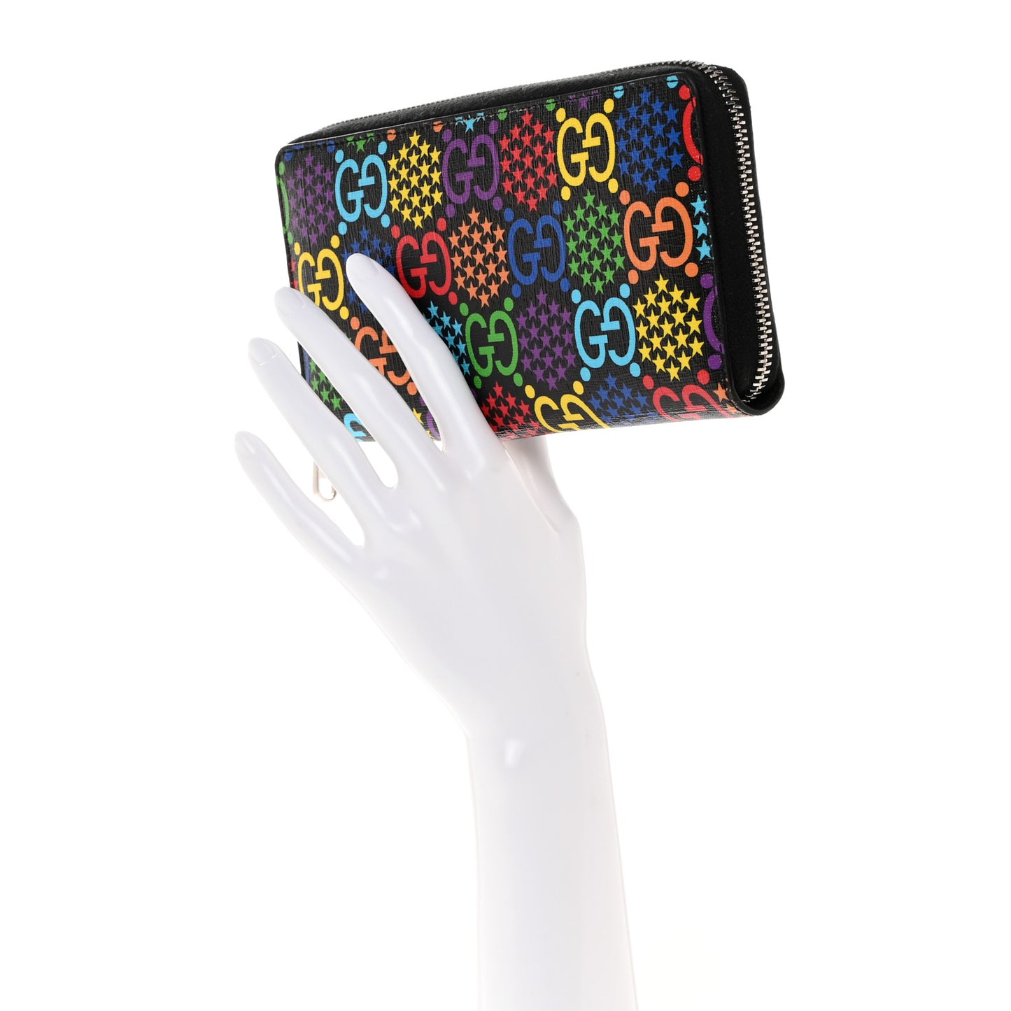 GG Supreme Monogram Psychedelic Zip Around Wallet Black Multicolor