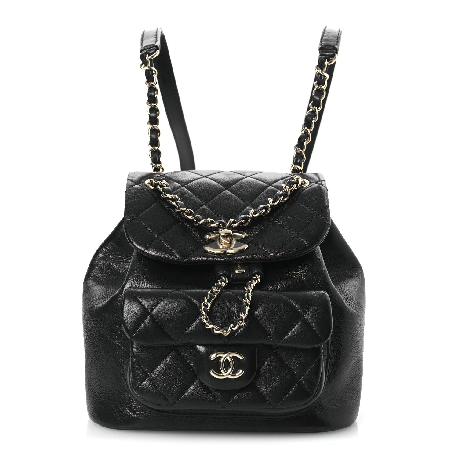 Chanel Lambskin Quilted Small Duma Drawstring Backpack Black 8 of 11