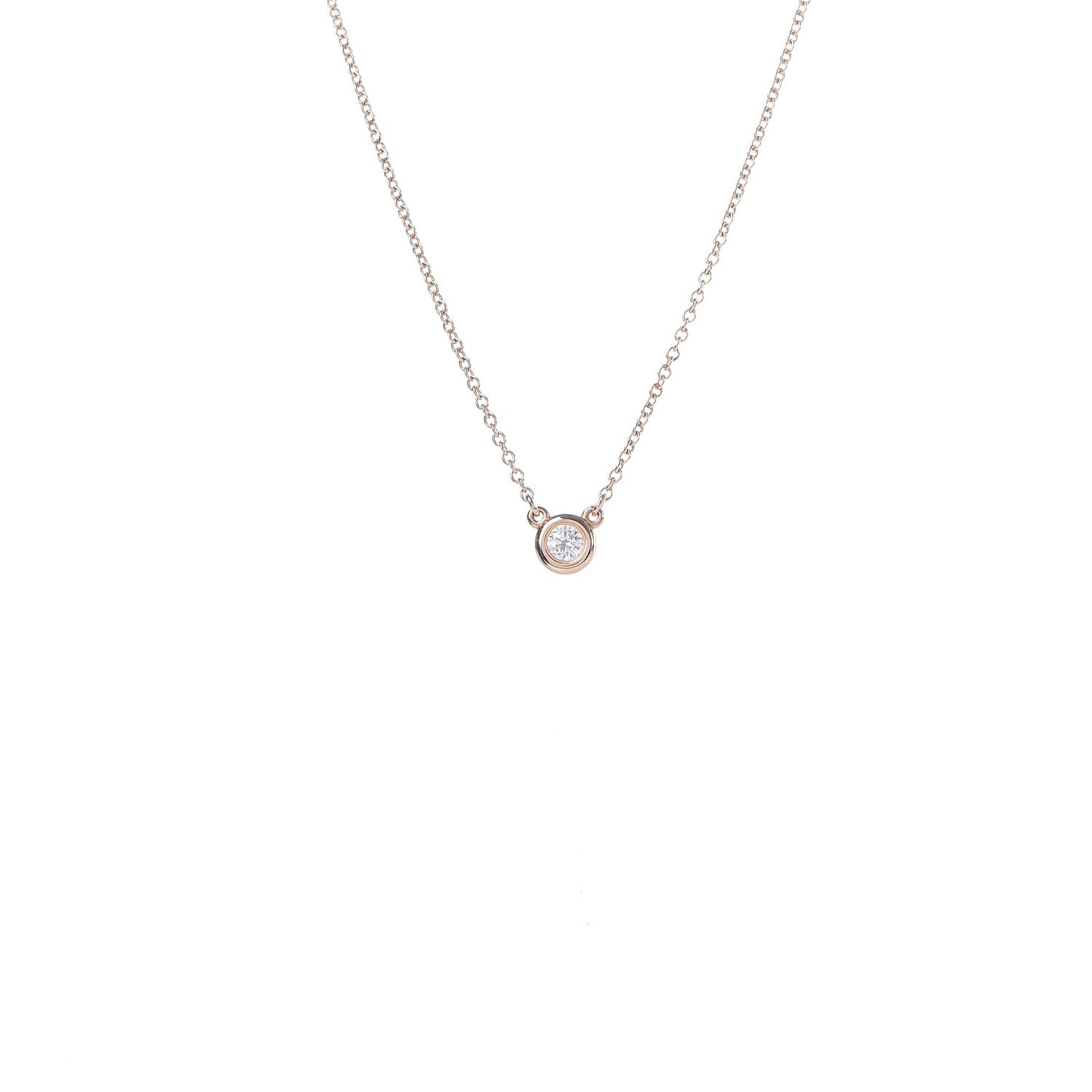 18K Rose Gold Diamond .11ct Elsa Peretti Diamonds by the Yard Pendant Necklace