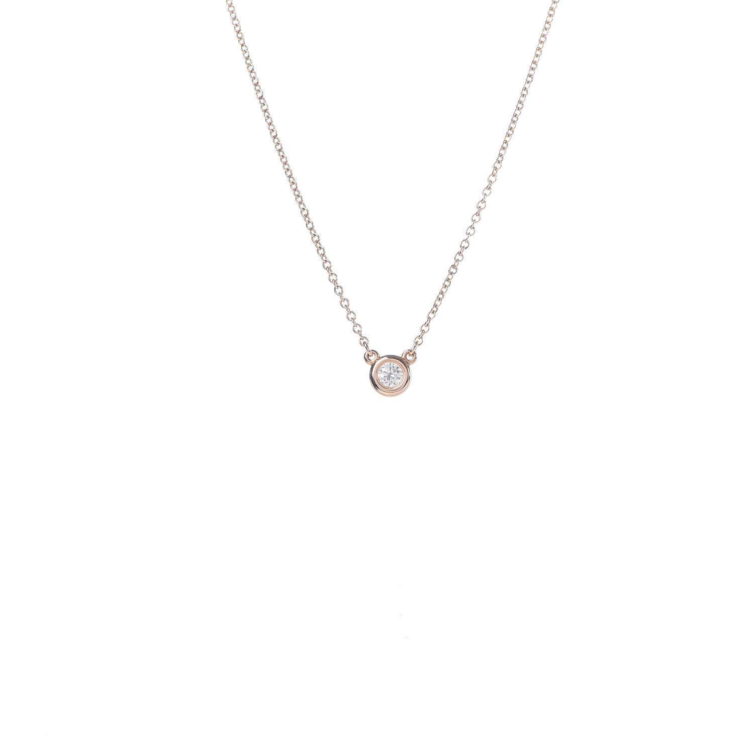 Tiffany 18K Rose Gold Diamond .11ct Elsa Peretti Diamonds by the Yard Pendant Necklace 4 of 6