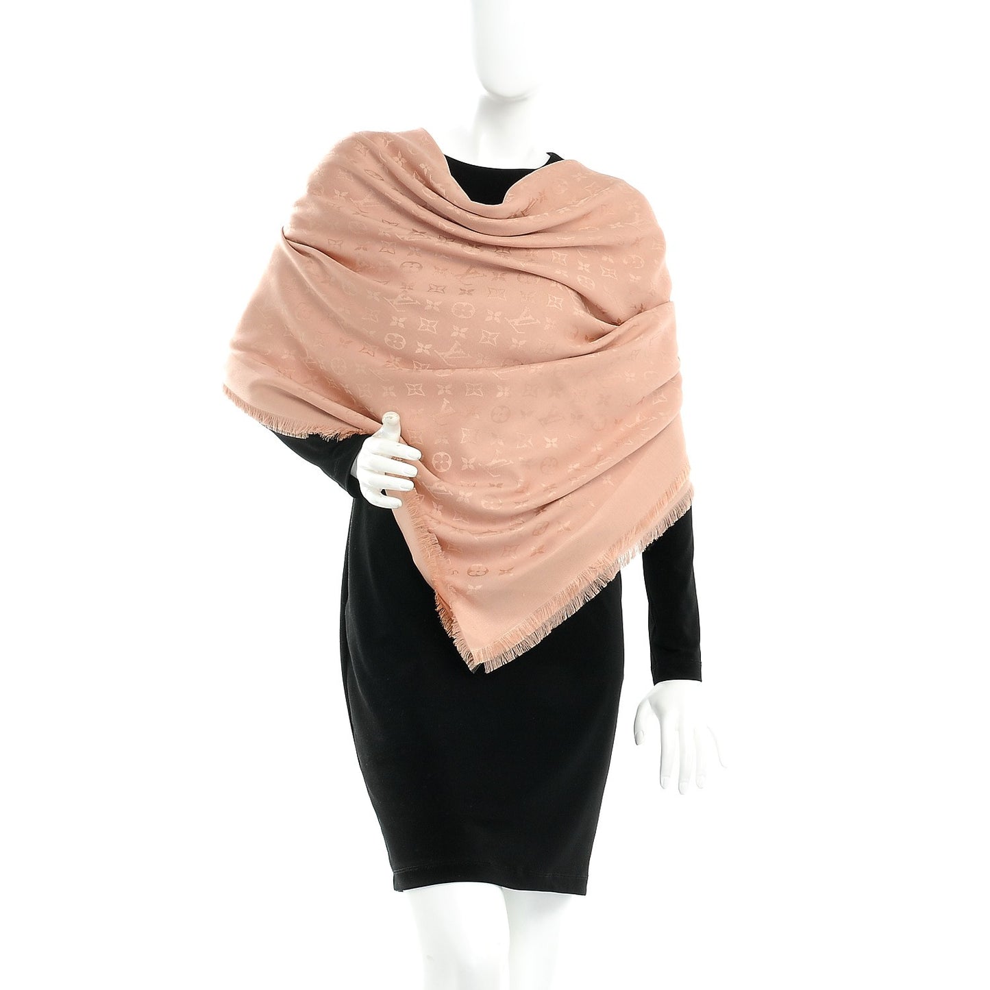 Silk Wool Monogram Shawl Natural