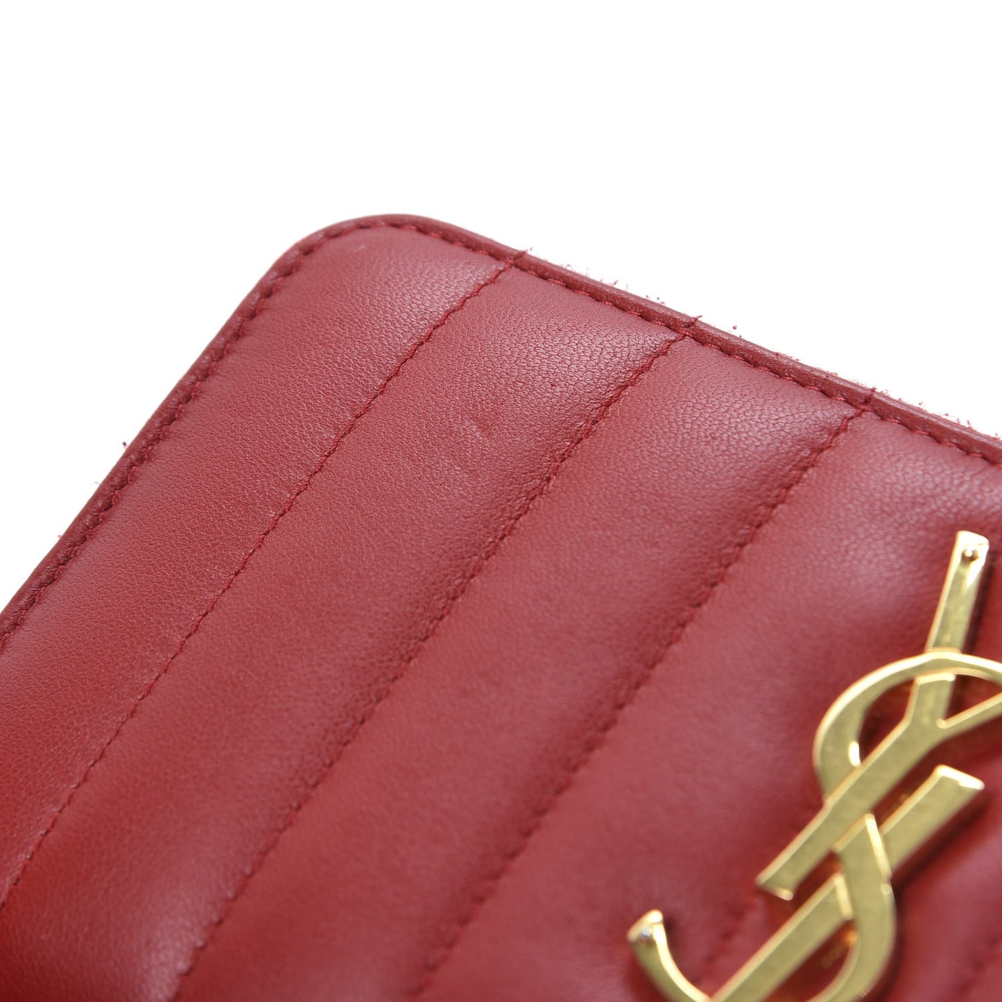 Lambskin Matelasse Monogram Vicky Zip Around Wallet Rouge Eros