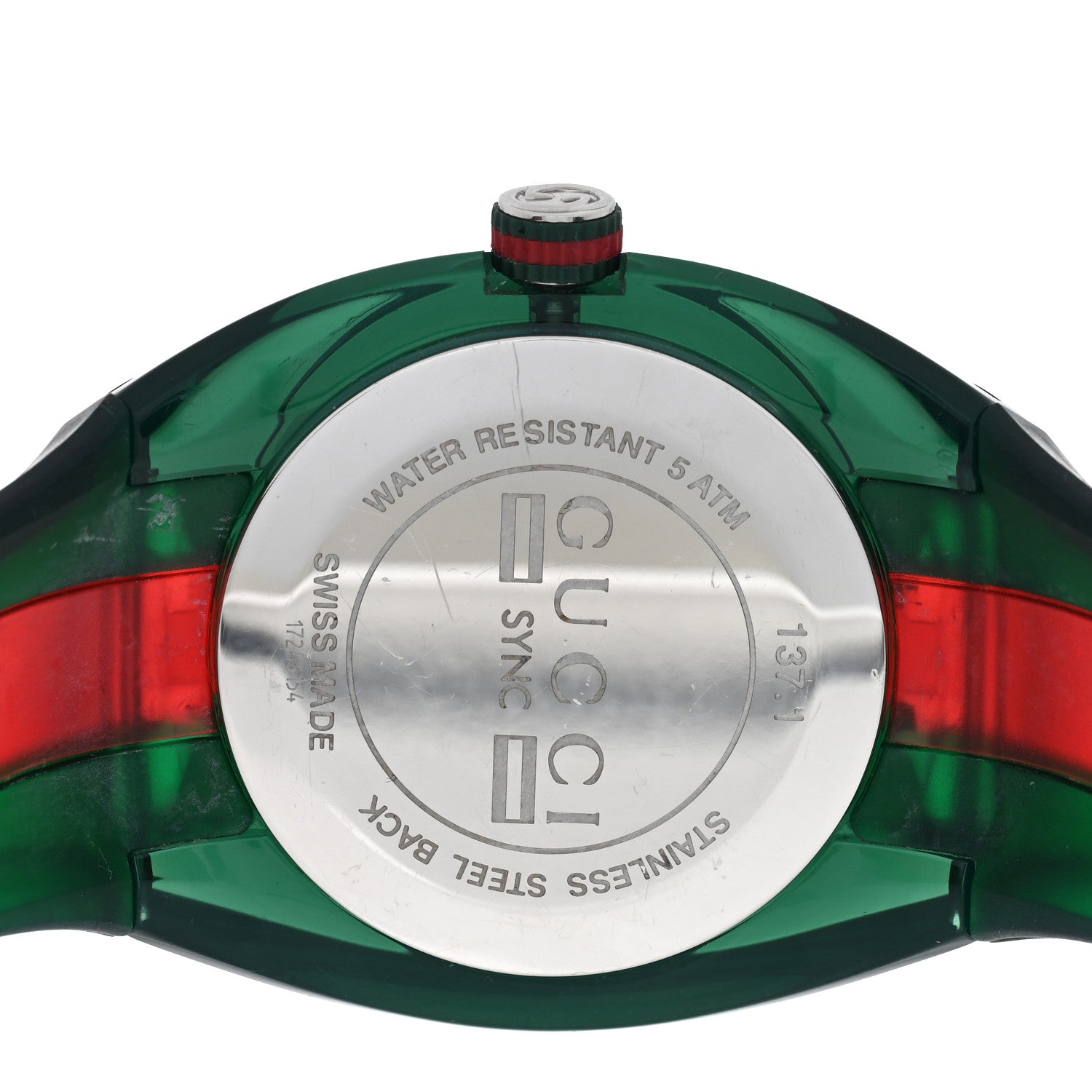 Gucci Stainless Steel Rubber 46mm Sync Web Quartz Watch Green 4 of 4