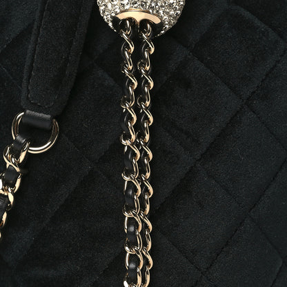 Chanel Velvet Quilted Pearl Crush Drawstring Bag Black 9 of 11