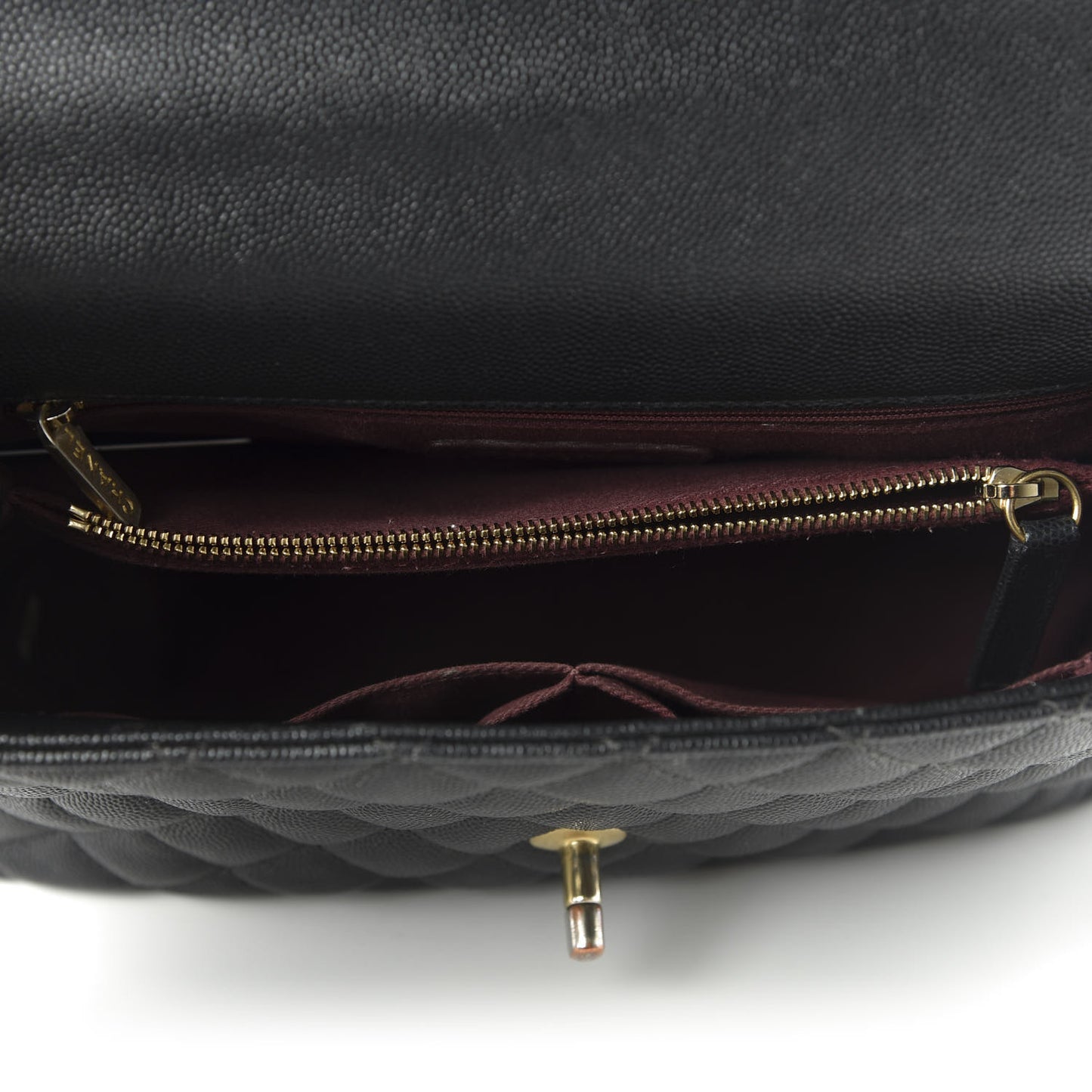 Caviar Quilted Small Coco Handle Flap Black