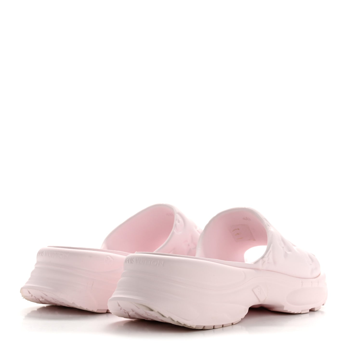 Rubber Monogram Embossed Pool 55 Flat Comfort Mule 40 Rose Clair