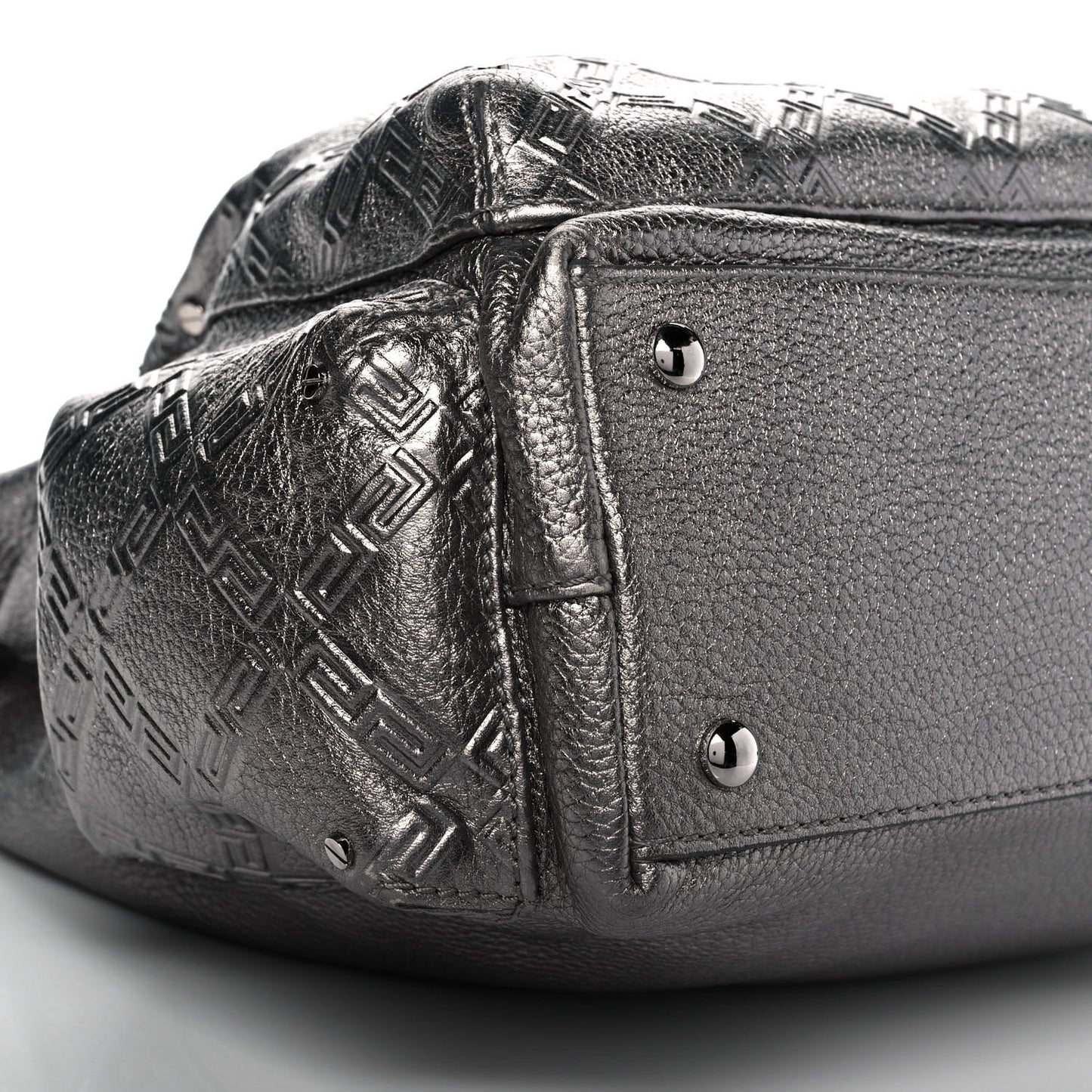 Metallic Calfskin Front Pocket Shoulder Bag Silver