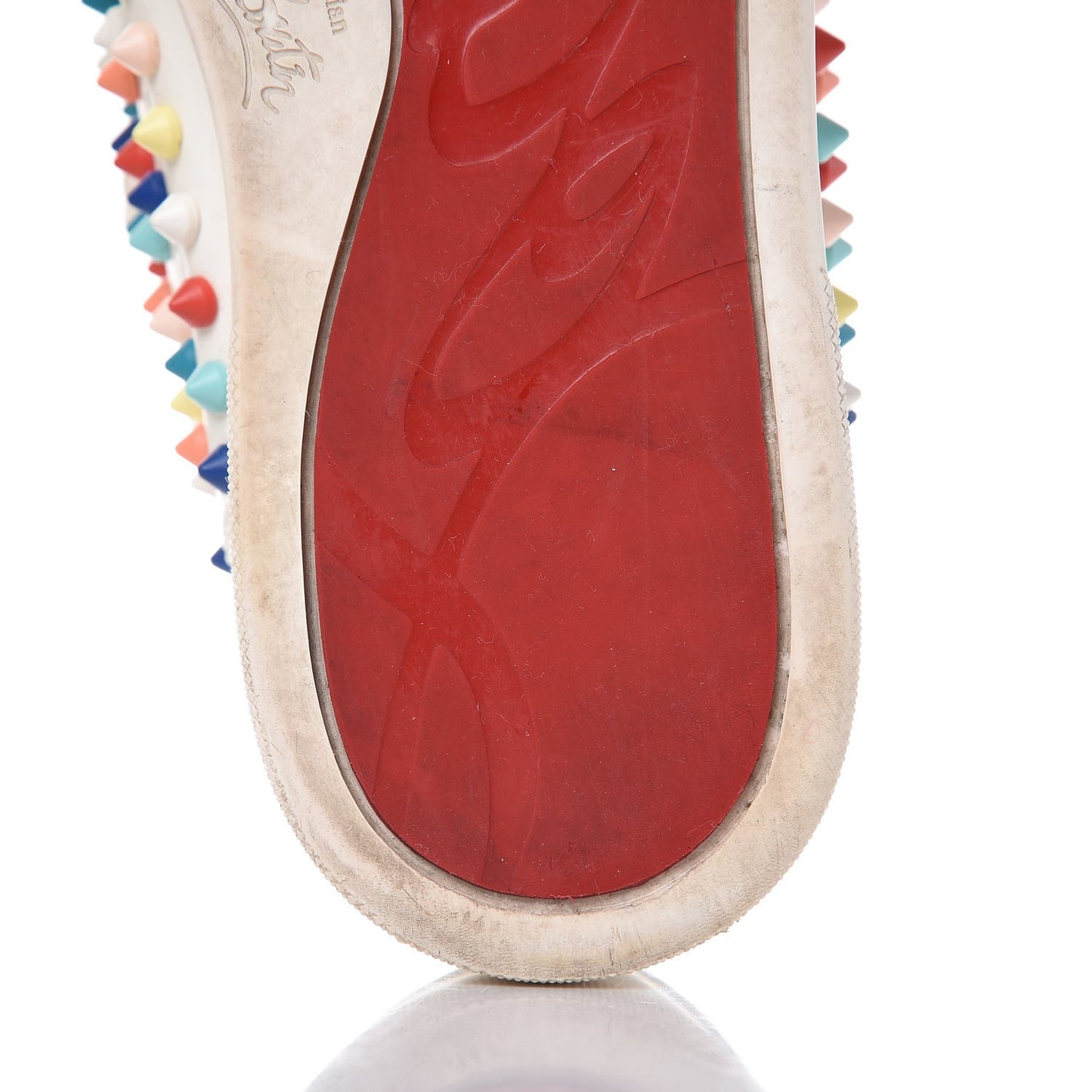 Calfskin Louis Spikes Flat Sneakers 40 White Multi