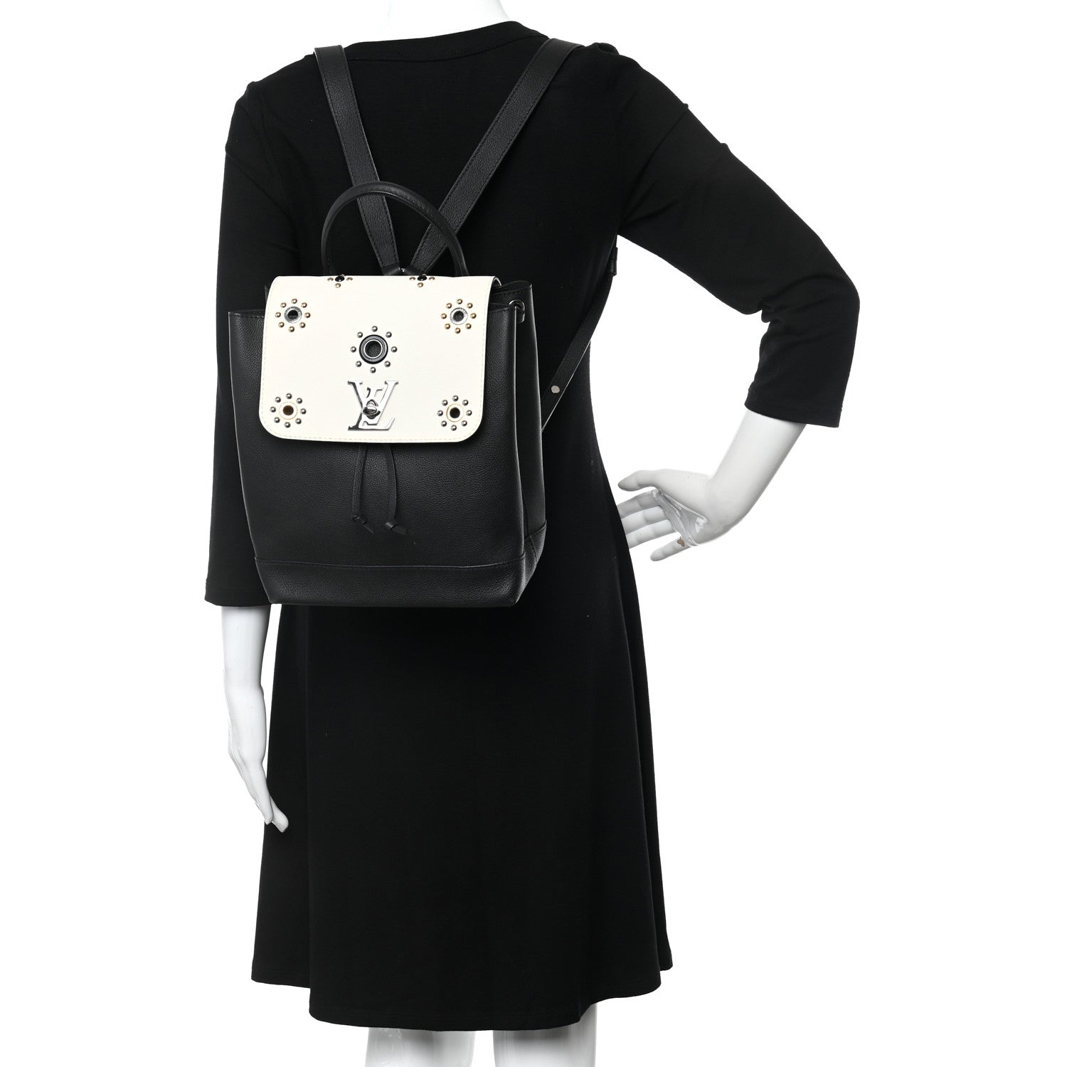 Louis Vuitton Calfskin Mechanical Flowers Lockme Backpack Black White 2 of 12