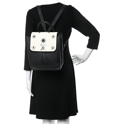 Louis Vuitton Calfskin Mechanical Flowers Lockme Backpack Black White 2 of 12
