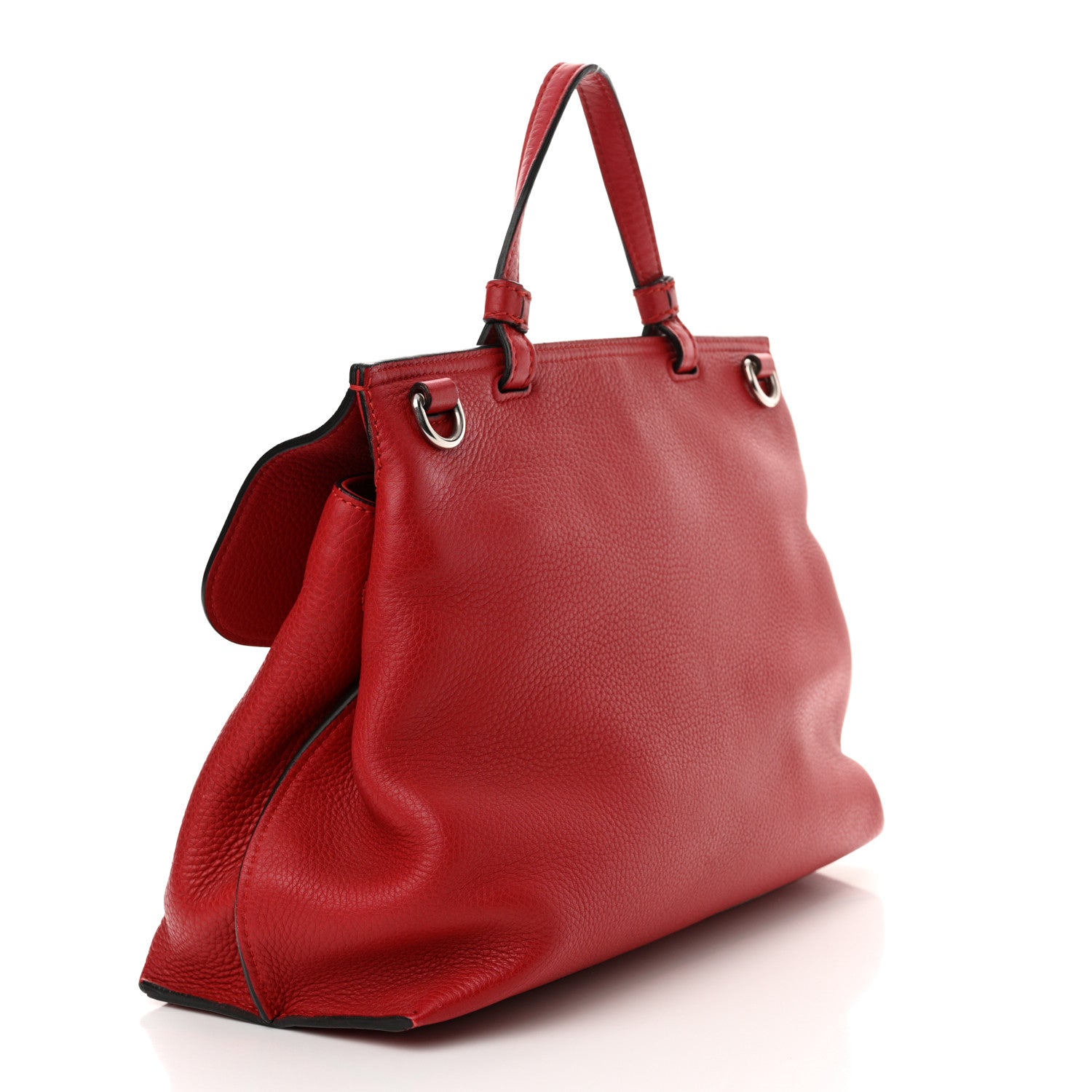Gucci Cellarius Calfskin Small Bamboo Daily Top Handle Bag Hibiscus Red 3 of 12