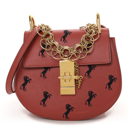 Chloe Calfskin Little Horses Embroidered Mini Drew Bijou Shoulder Bag Earthy Red 1 of 11