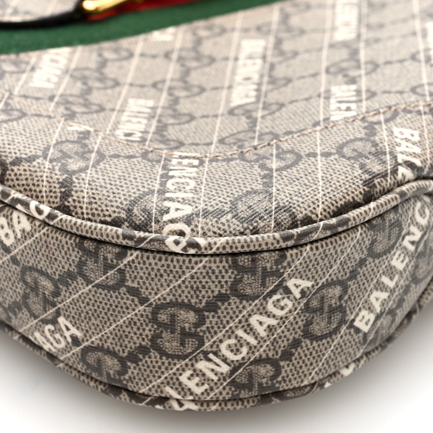 X BALENCIAGA GG Supreme Monogram Striped Logo Print Web Small Jackie 1961 Hobo Beige Ebony Mystic White