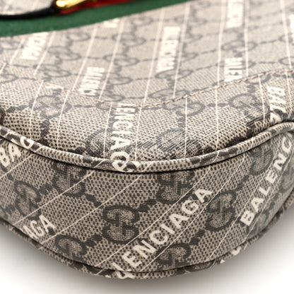 Gucci X BALENCIAGA GG Supreme Monogram Striped Logo Print Web Small Jackie 1961 Hobo Beige Ebony Mystic White 10 of 10