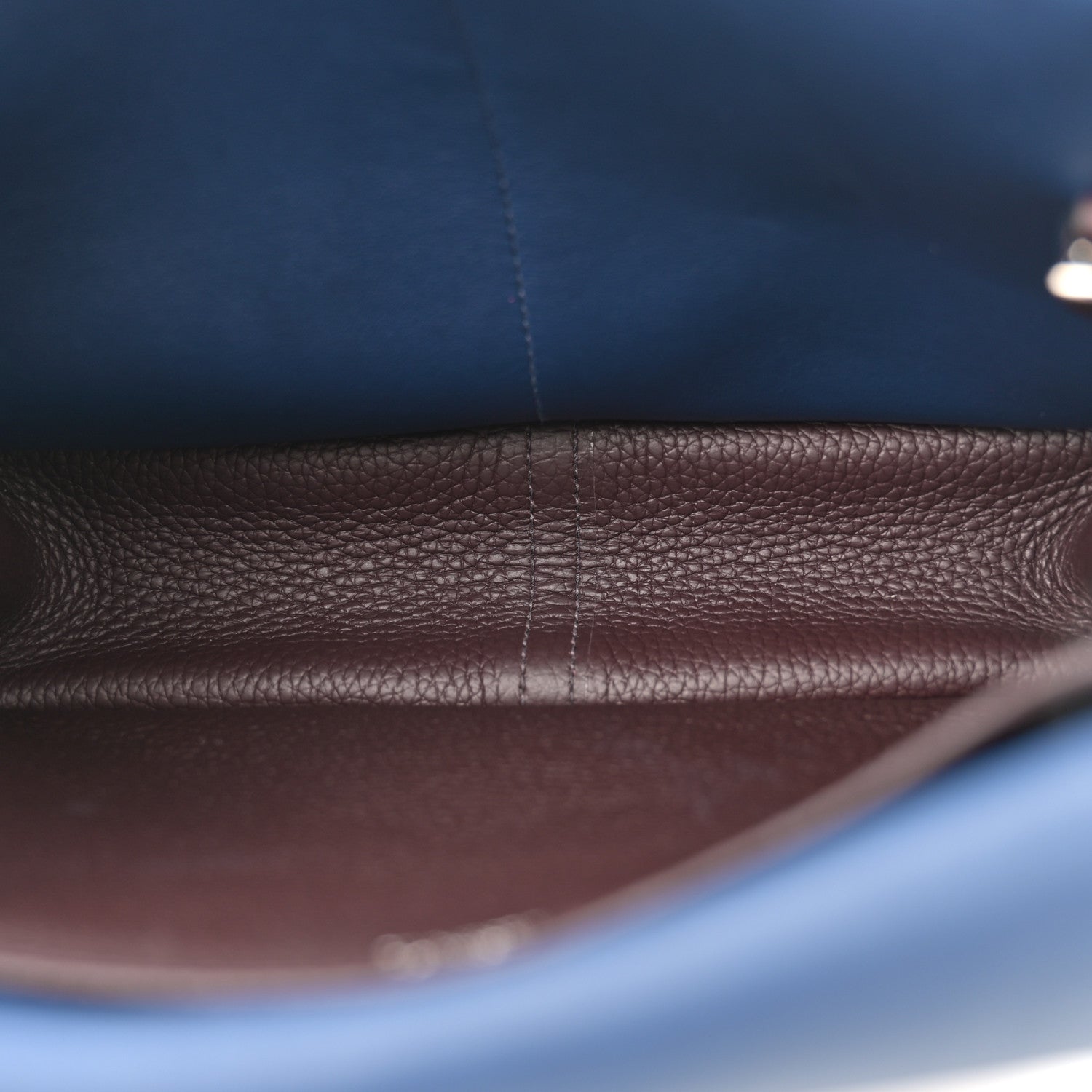 Hermes Taurillon Clemence Verso Halzan 25 Rouge Sellier Bleu Saphir 5 of 9