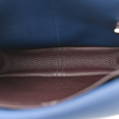 Hermes Taurillon Clemence Verso Halzan 25 Rouge Sellier Bleu Saphir 5 of 9